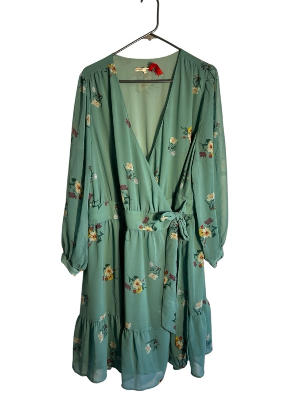 Standards & Practice Women’s 20 Wrap dress Midi Length Green Floral Cottage 5402